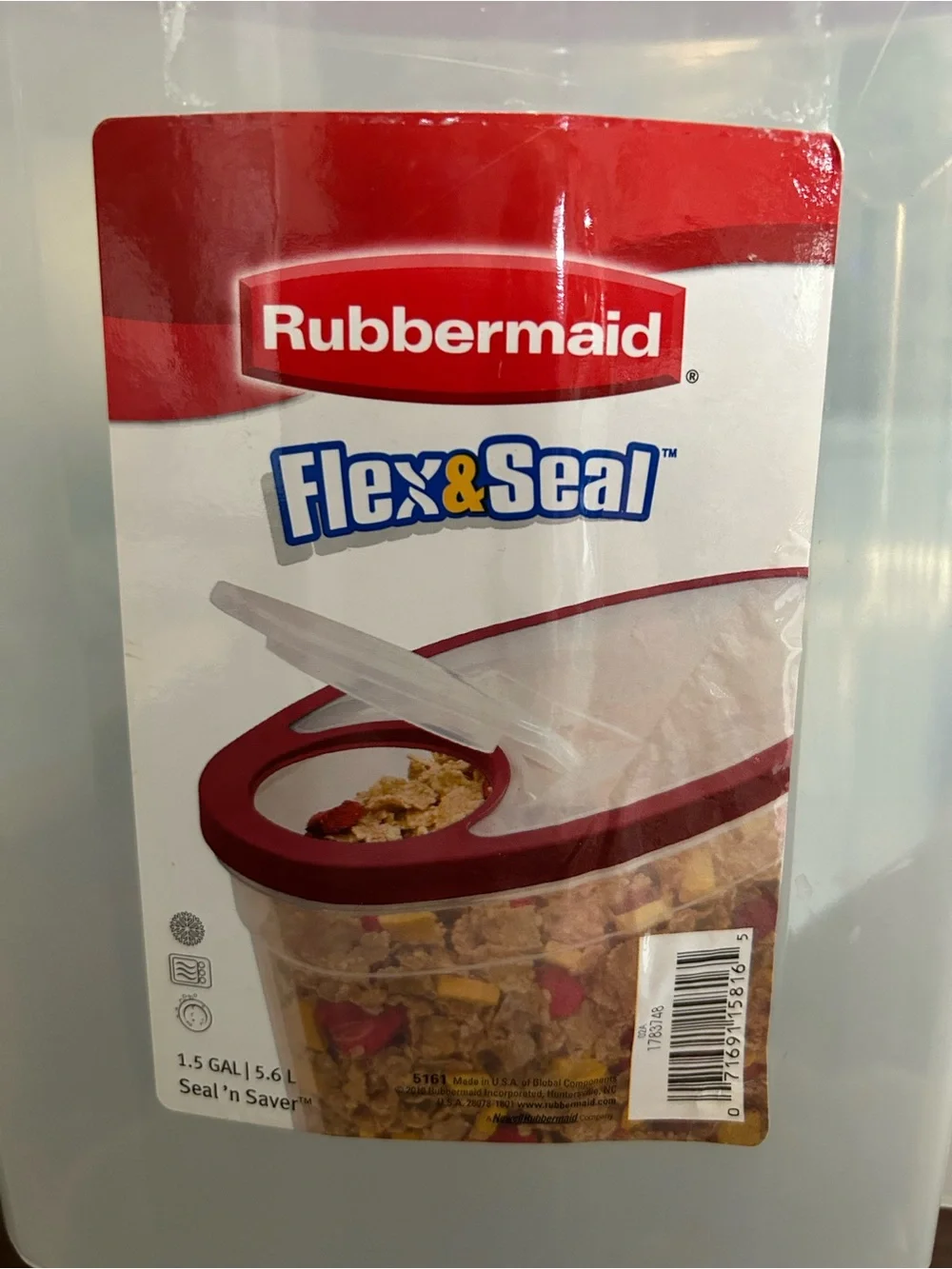 Rubbermaid Clear Food Storage Bin with Red Lid and Pour Spout